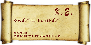 Kováts Euniké névjegykártya